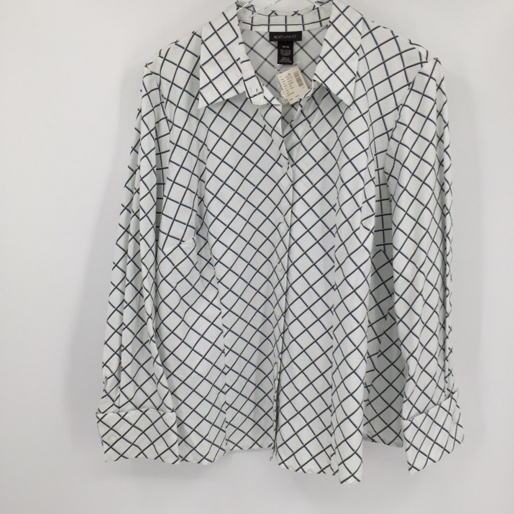 Lane Bryant white button check plaid shirt new 2X